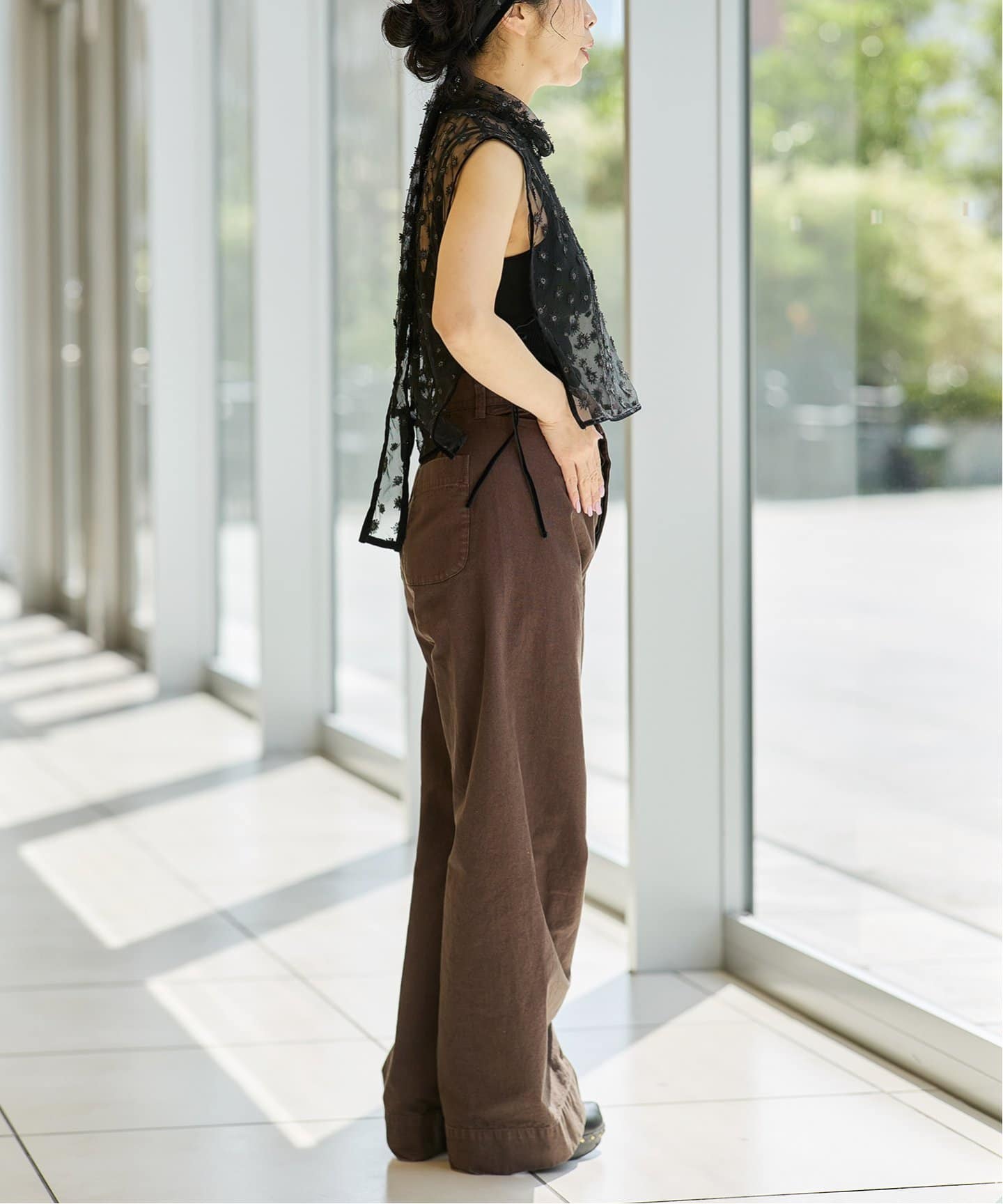 ブラウス シャツ IENA LA BOUCLE フラワーモチーフチュールベスト レディース IENA LA BOUCLE フラワーモチーフチュールベスト（シャツ