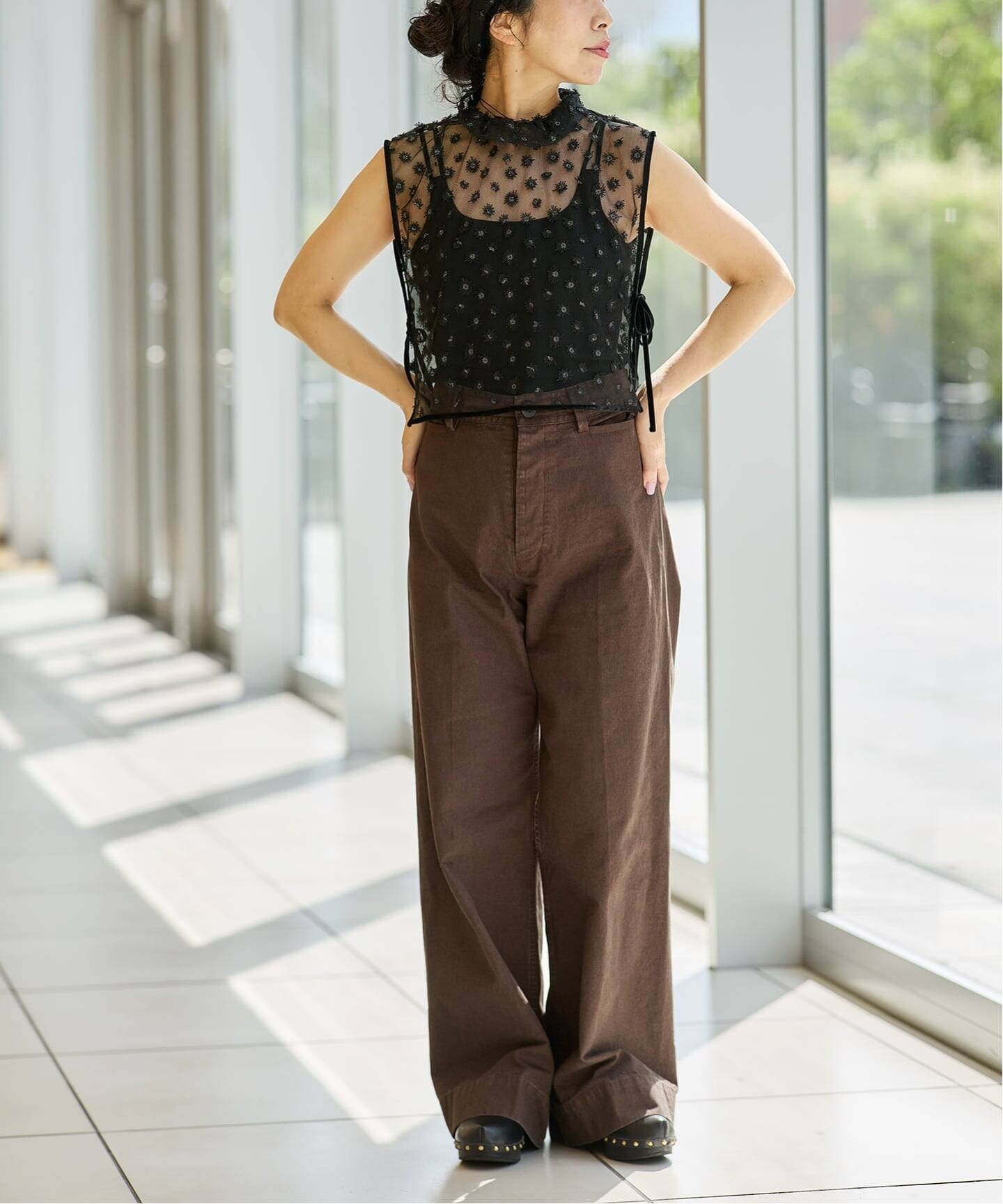 IENA LA BOUCLE フラワーモチーフチュールベスト(シャツ/ブラウス IENA LA BOUCLE フラワーモチーフチュールベスト(シャツ/ブラウス