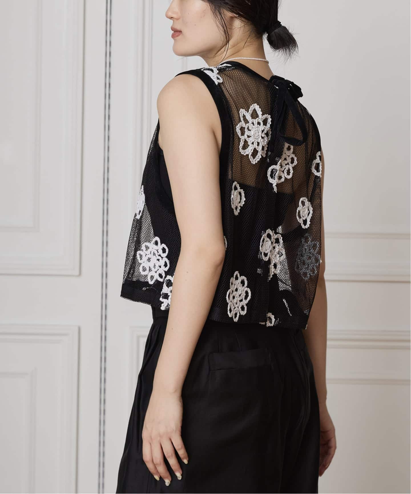 イエナ レースベスト IENA LA BOUCLE メッシュフラワーレースベスト（シャツ