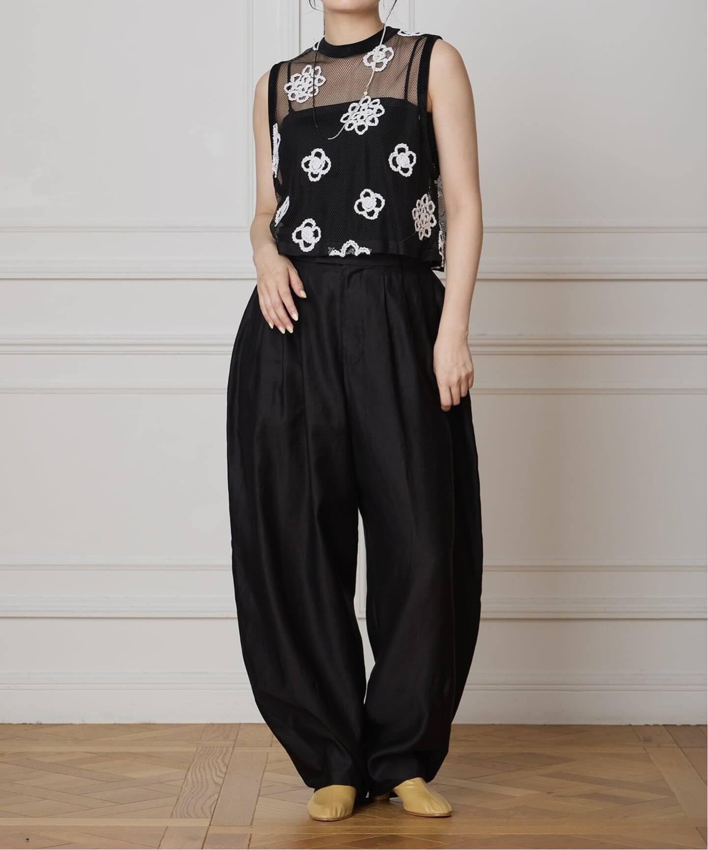 IENA LA BOUCLE メッシュフラワーレースベスト（シャツ／ブラウス