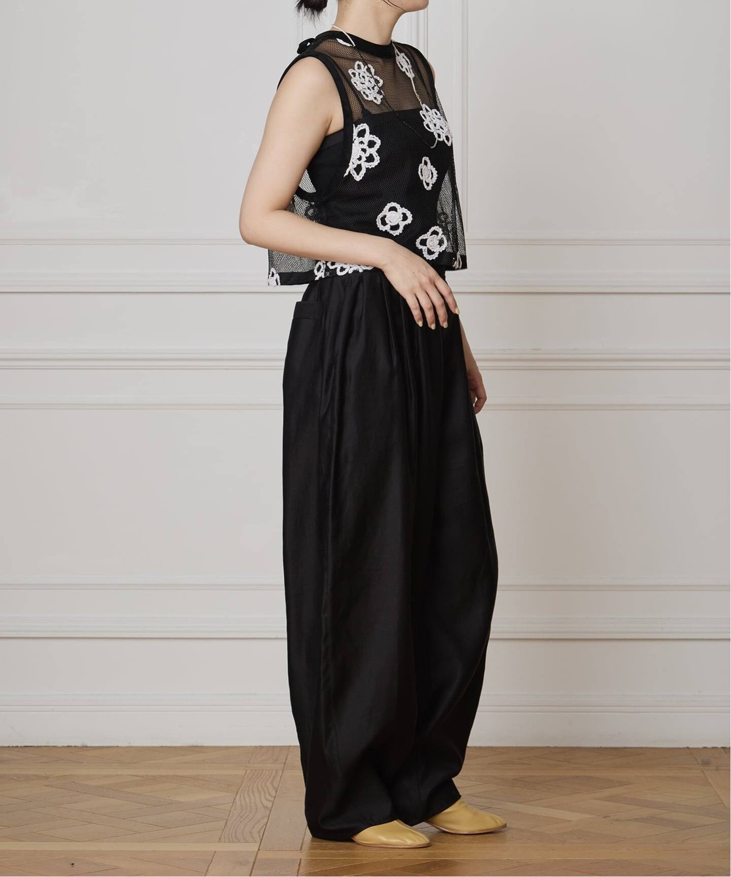 IENA LA BOUCLE メッシュフラワーレースベスト（シャツ／ブラウス