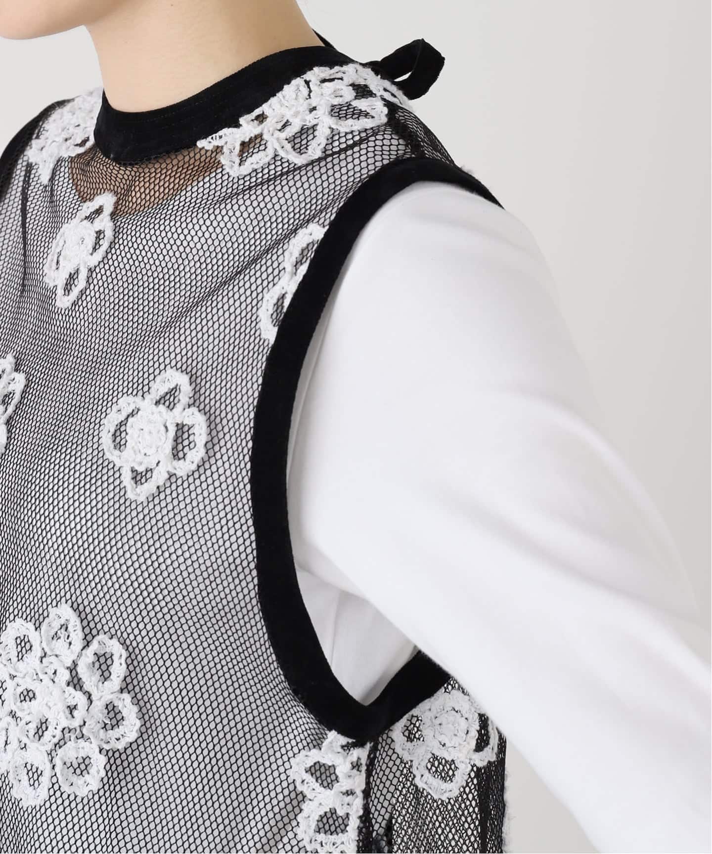 IENA LA BOUCLE メッシュフラワーレースベスト（シャツ