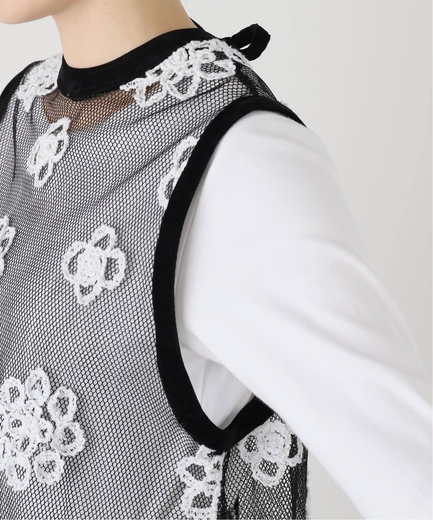 IENA LA BOUCLE メッシュフラワーレースベスト（シャツ／ブラウス