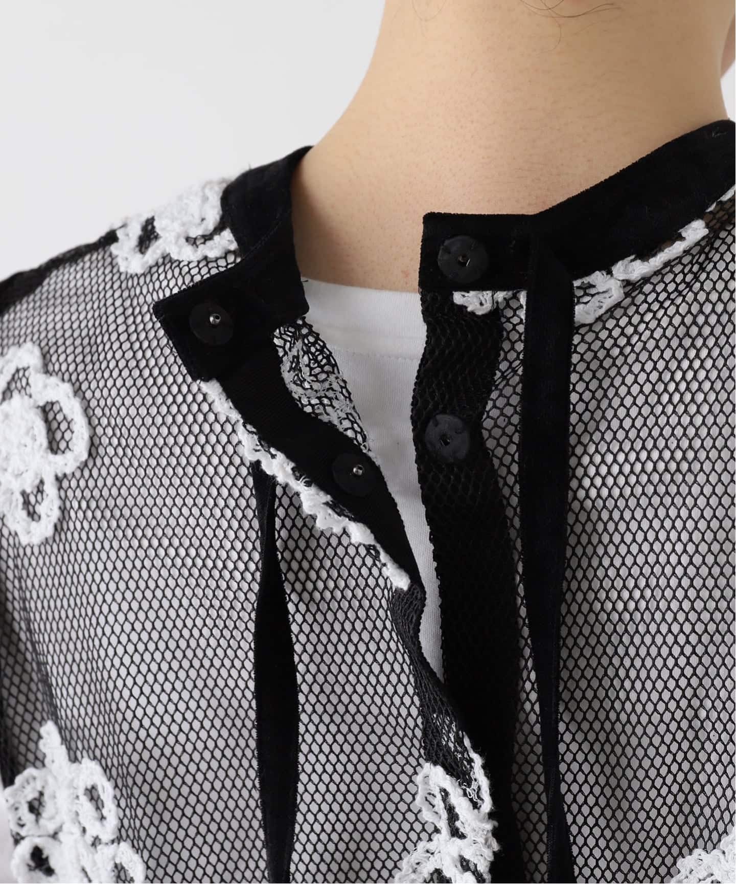 IENA LA BOUCLE メッシュフラワーレースベスト（シャツ／ブラウス