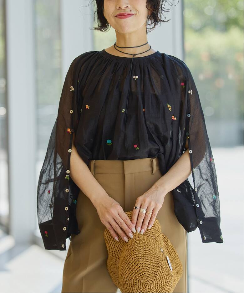 IENA LA BOUCLE フラワー刺繍ボレロブラウス（シャツ／ブラウス 
