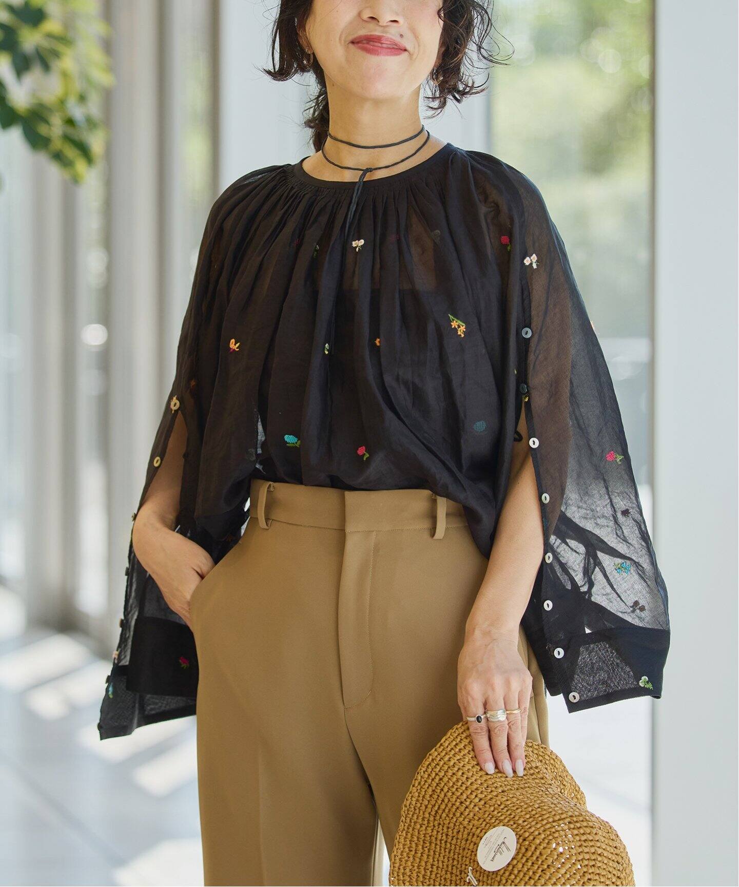 IENA LA BOUCLE フラワー刺繍ボレロブラウス（シャツ／ブラウス 