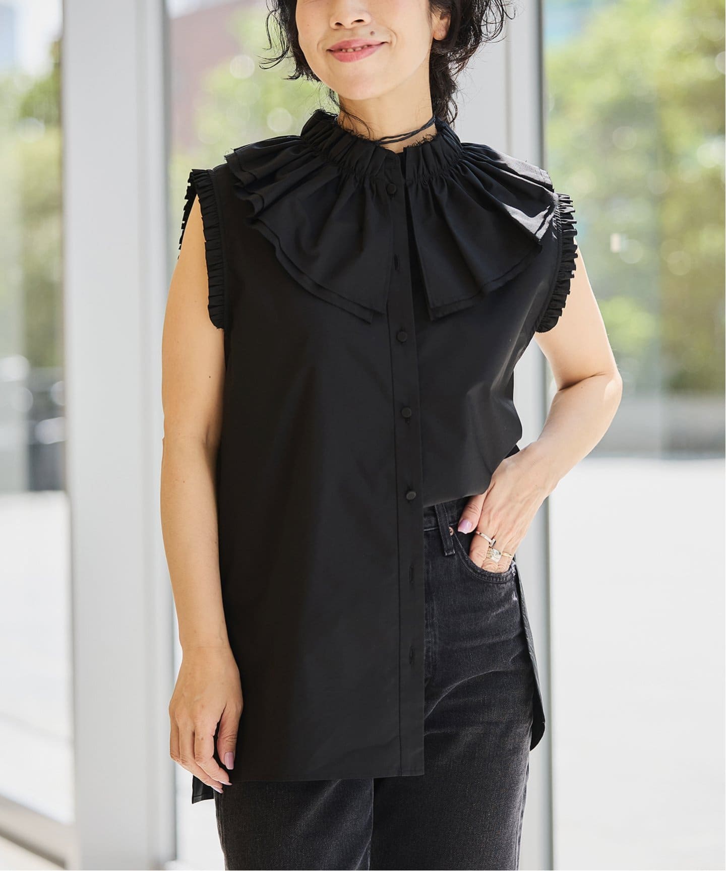 IENA イエナ　LA BOUCLE フリルプリーツブラウス IENA LA BOUCLE コットンフリルブラウス（シャツ/ブラウス