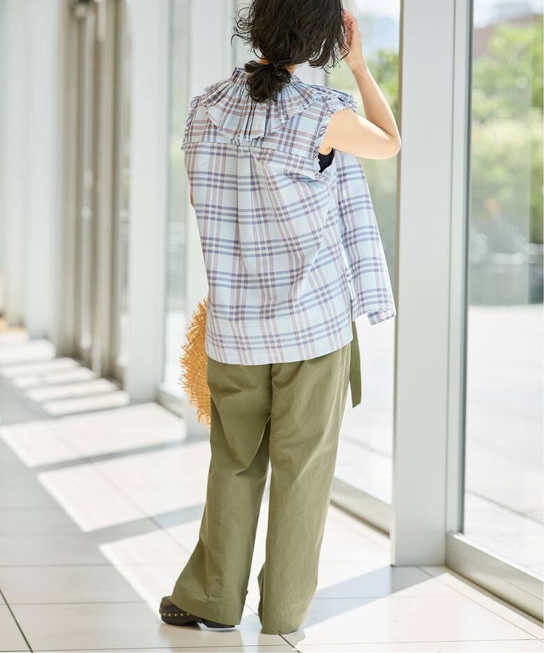 IENA LA BOUCLE C/Pポプリンフリルカラーシャツ（シャツ／ブラウス 