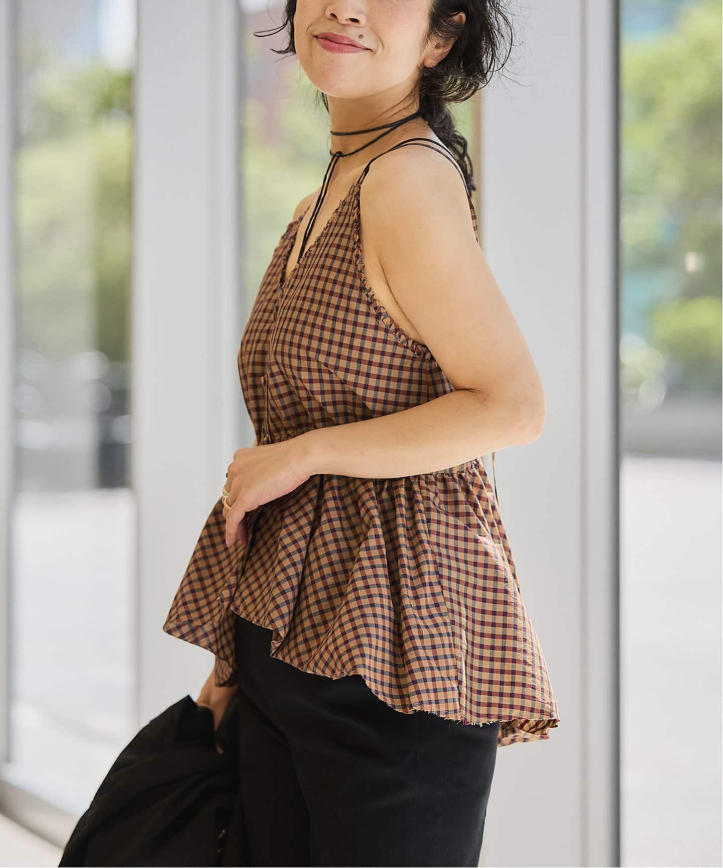 IENA LA BOUCLE ＊ C/Pポプリンチェックキャミソール IENA LA BOUCLE C/Pポプリンチェックキャミソール（キャミソール