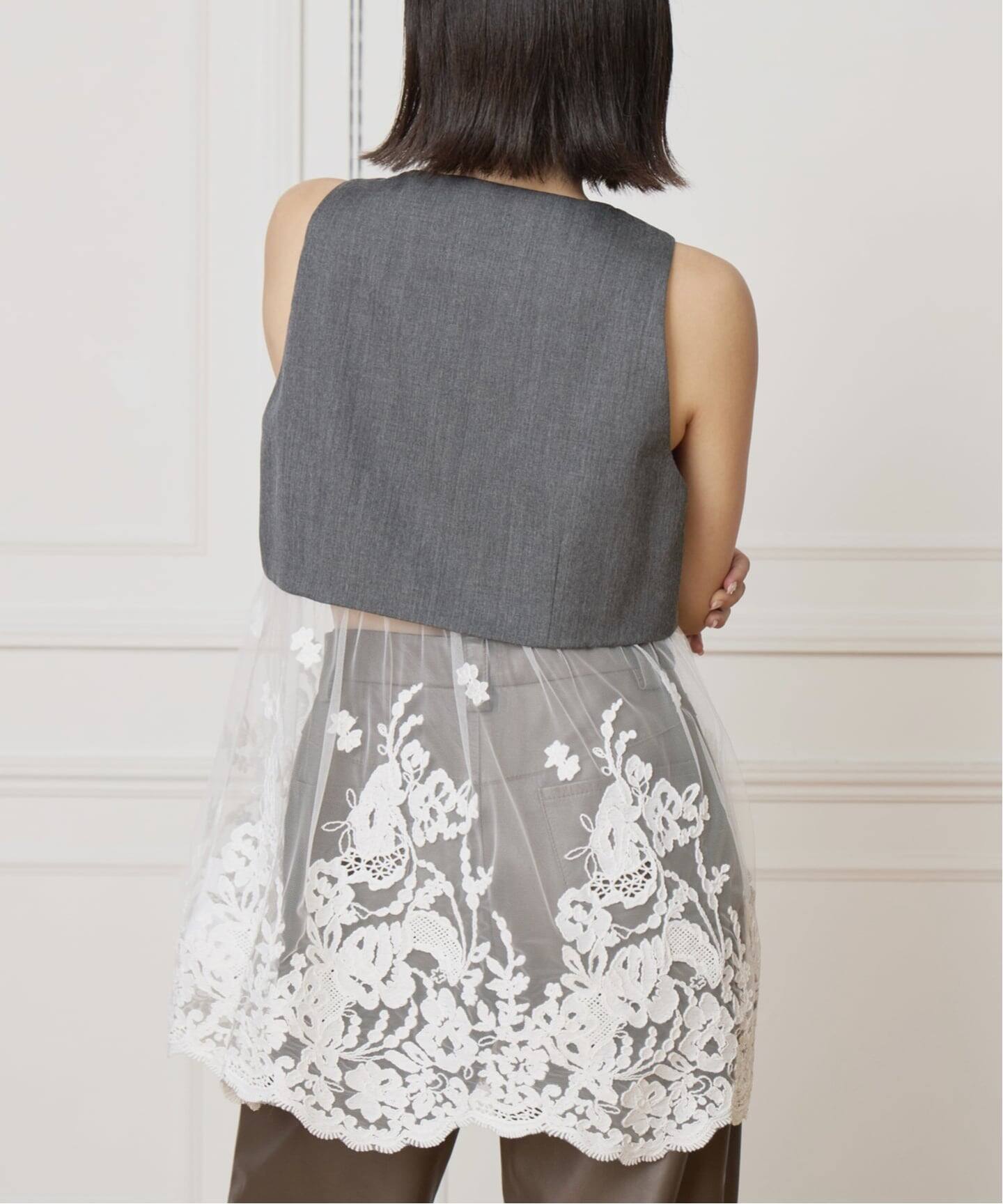 IENA LA BOUCLE チュールレースノースリーブベスト（ベスト）｜IENA