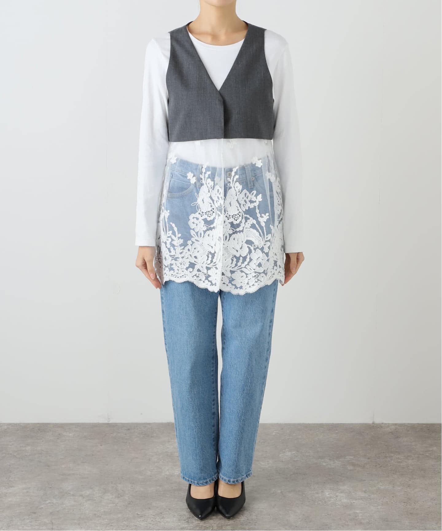 チュールレースノースリーブベスト　イエナラブークル　IENA LA BOUCLE チュールレースノースリーブベスト（ベスト）｜IENA（イエナ）の