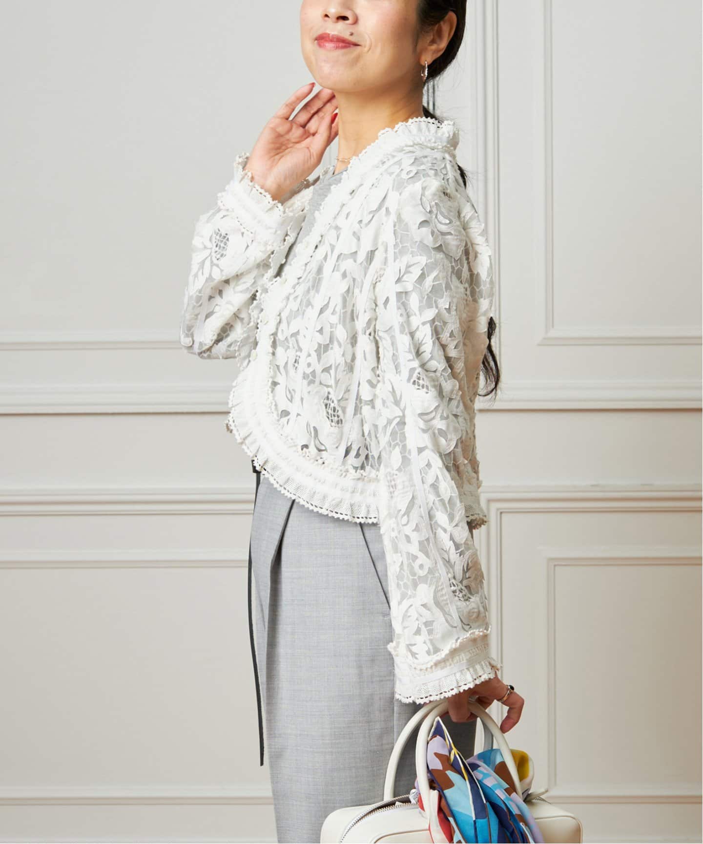 IENA オールオーバーレース　ブラウス IENA LA BOUCLE レースボレロブラウス（シャツ／ブラウス