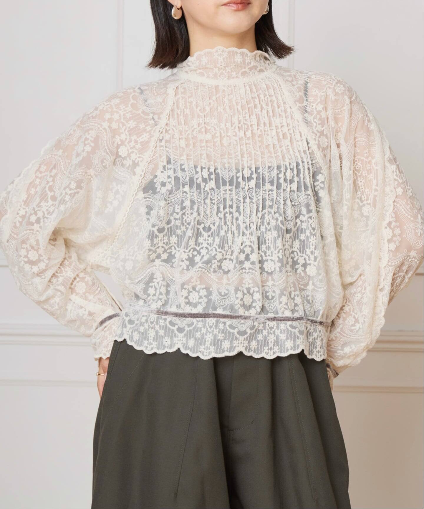 IENA LA BOUCLE チュールエンブロイダリーブラウス（シャツ／ブラウス