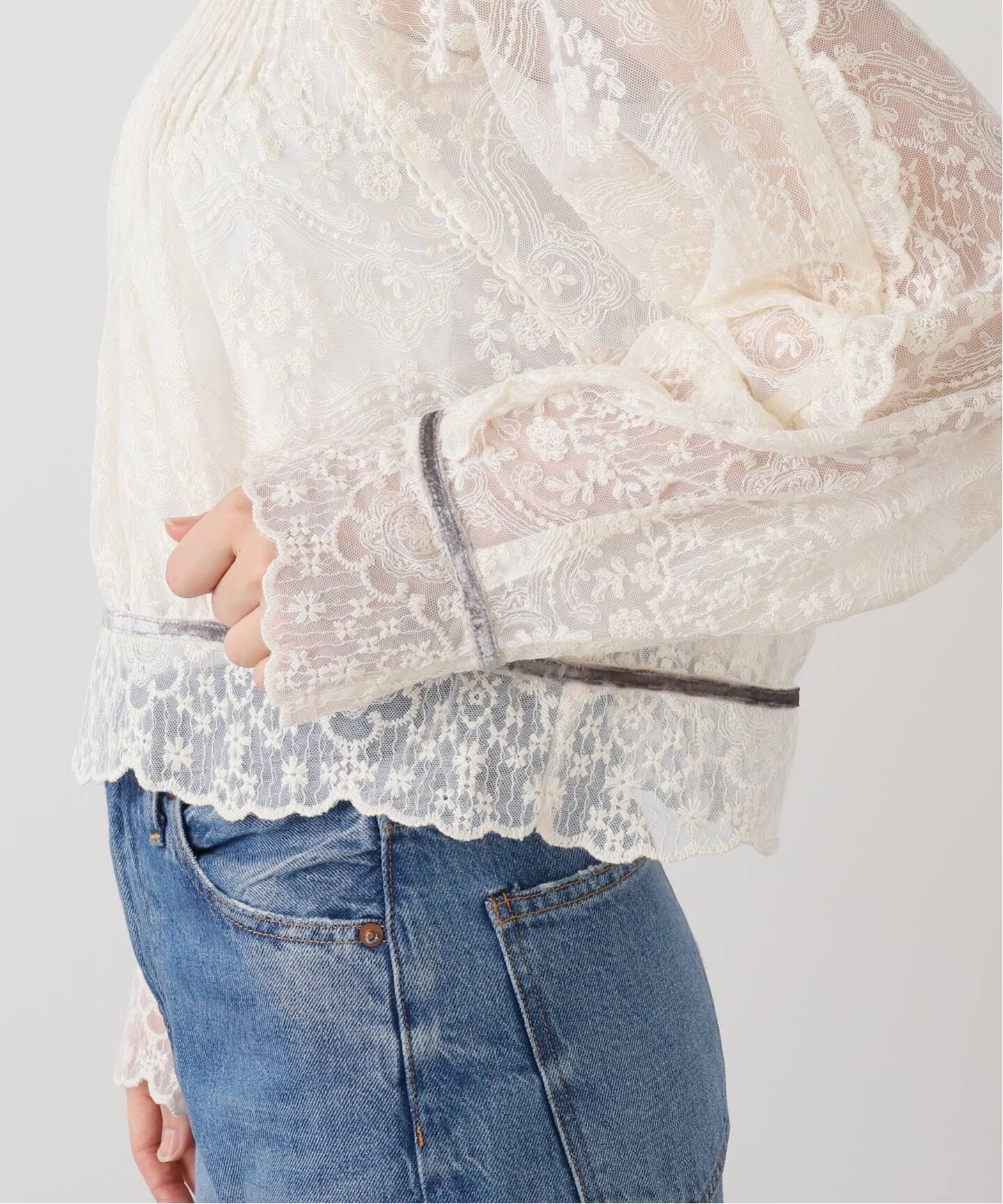 IENA LA BOUCLE チュールエンブロイダリーブラウス（シャツ／ブラウス 