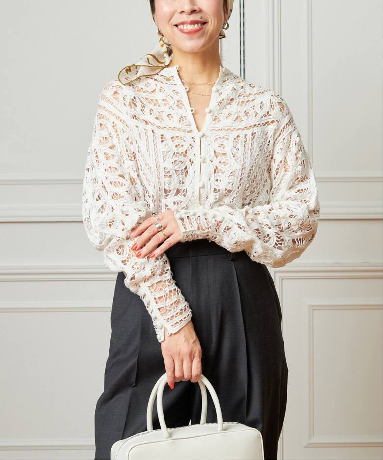 追加》IENA LA BOUCLE バテンレースブラウス（シャツ／ブラウス  