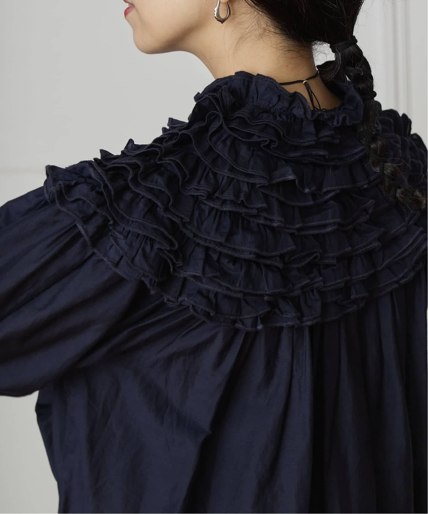 IENA LA BOUCLE silk mix cotton フリルブラウス（シャツ／ブラウス