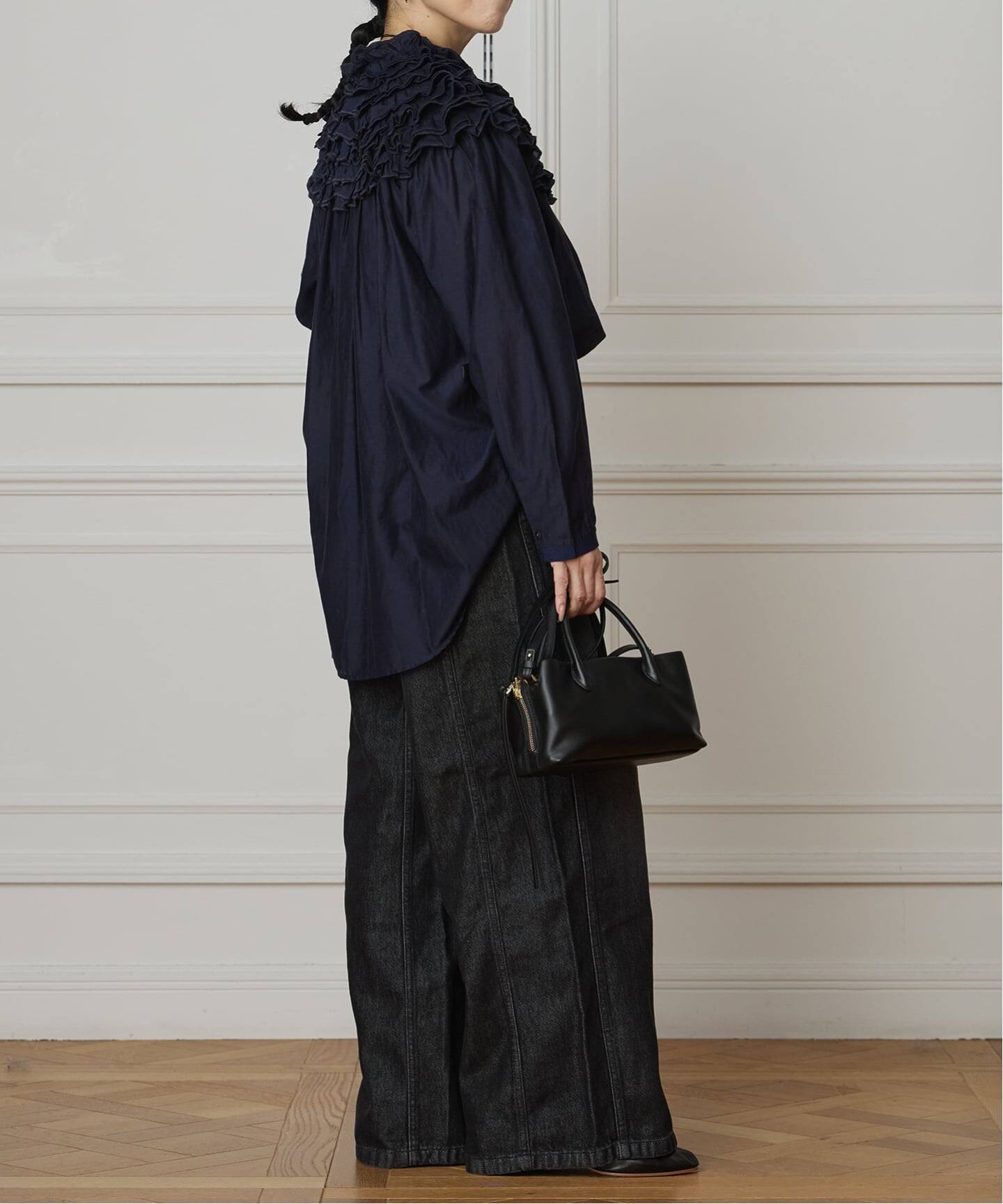 IENA LA BOUCLE silk mix cotton フリルブラウス（シャツ／ブラウス 