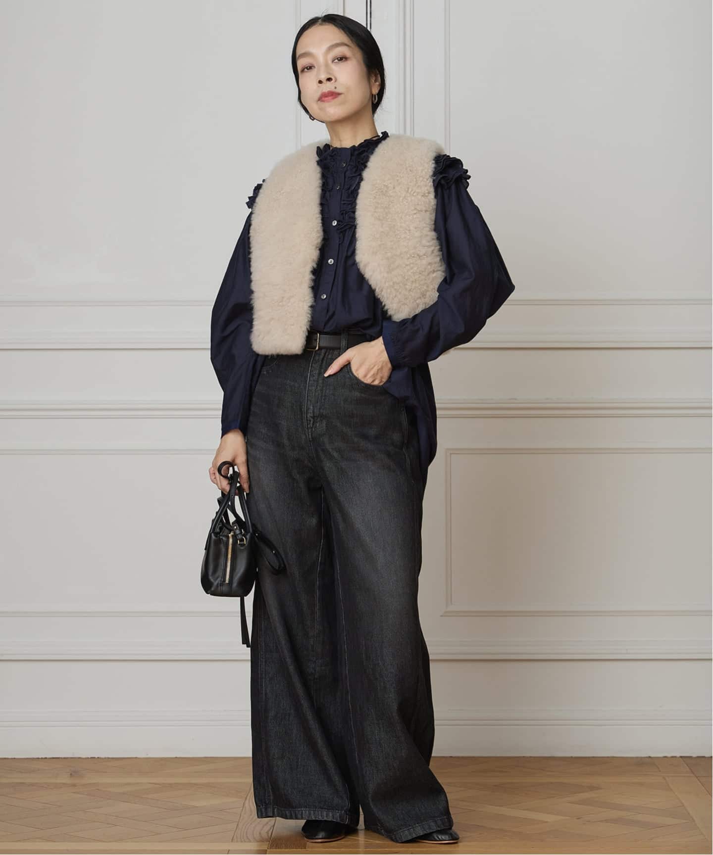 IENA LA BOUCLE silk mix cotton フリルブラウス（シャツ／ブラウス