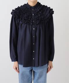 IENA LA BOUCLE silk mix cotton フリルブラウス（シャツ／ブラウス 