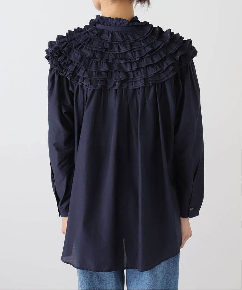 IENA LA BOUCLE silk mix cotton フリルブラウス（シャツ／ブラウス 