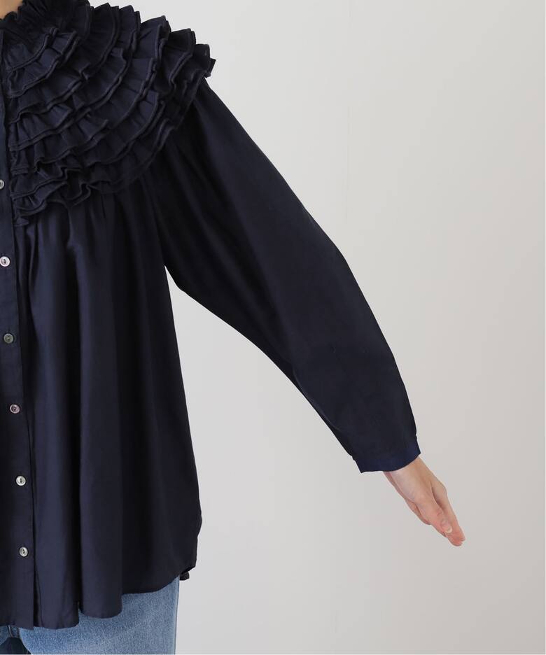 IENA LA BOUCLE silk mix cotton フリルブラウス（シャツ／ブラウス 