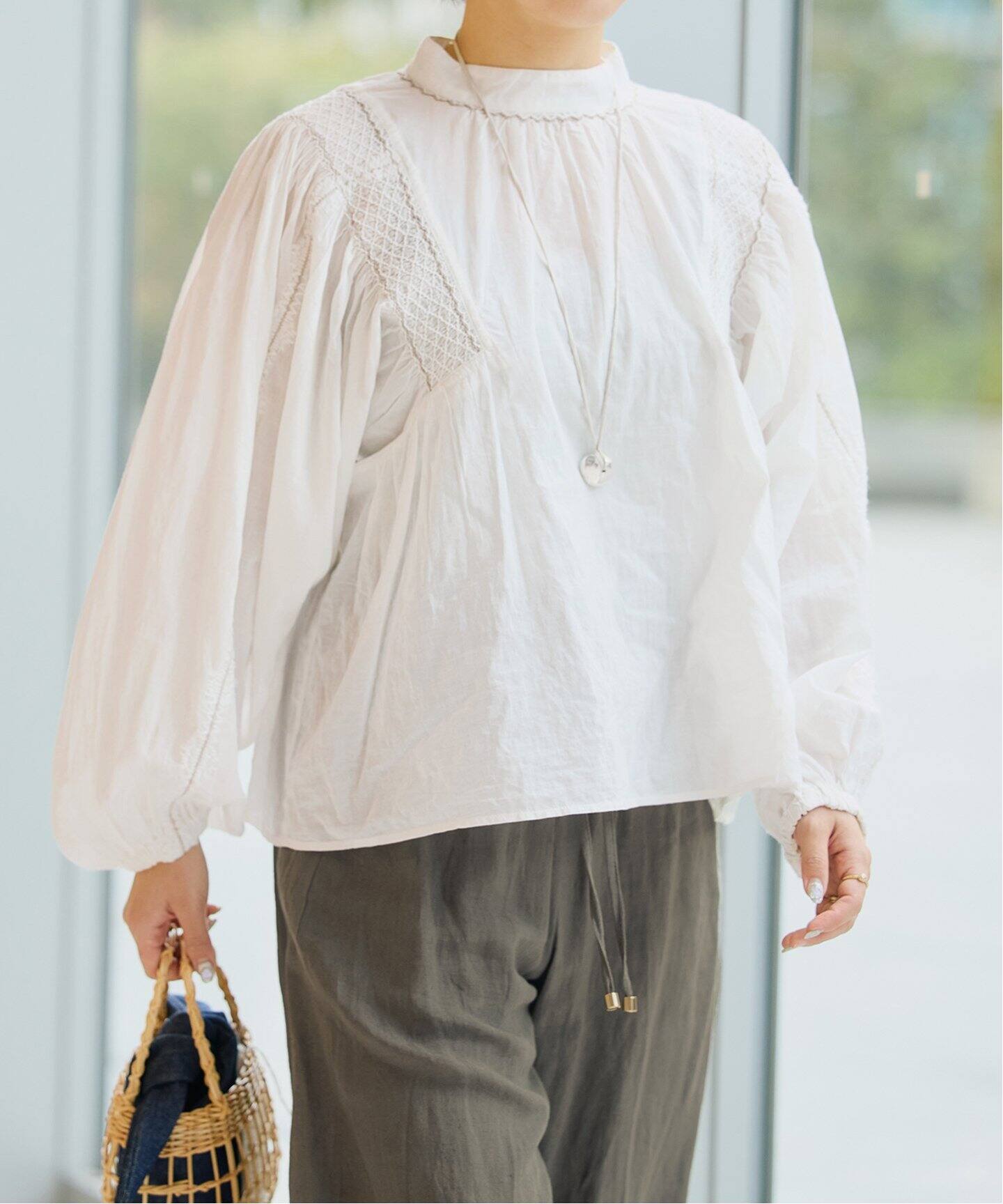 IENA LA BOUCLE＊Wカラープリントブラウス セール】IENA LA BOUCLE 麻ダブルカラーブラウス（シャツ