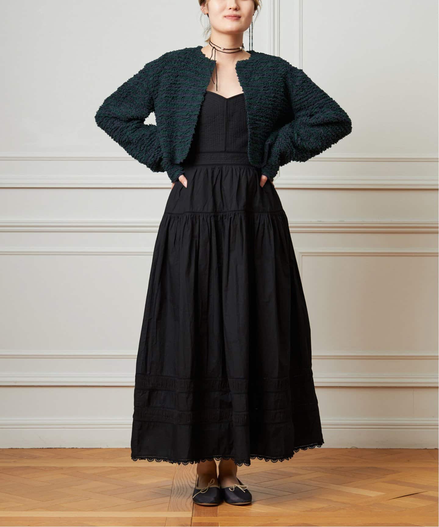 ⚠️値下げ【美品】IENAラブークル　フラノウールW前ジャケット38サイズ IENA LA BOUCLE フリルボレロ（ノーカラージャケット）｜IENA（イエナ