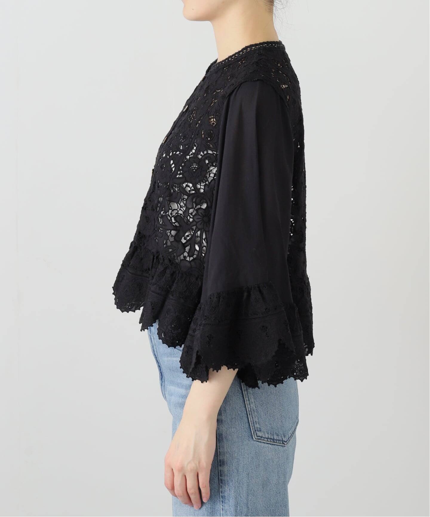 【極美品】sea NEW YORK シーニューヨーク　刺繍　レース　ブラウス　黒 SEA NEW YORK/シー ニューヨーク LACE TOP AW25-123（シャツ／ブラウス