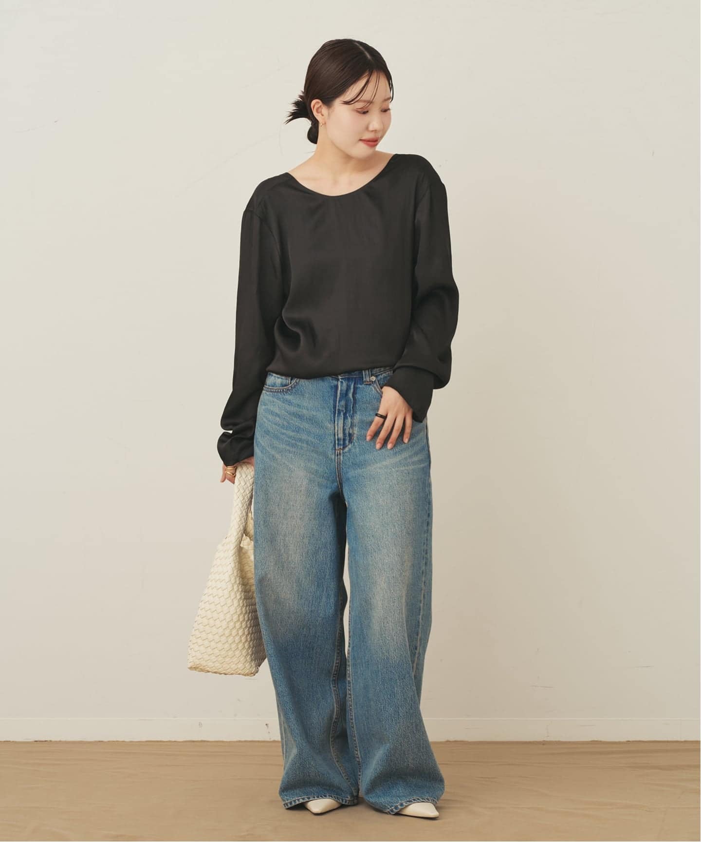 Memory Satin Back Wrap ブラウス（シャツ／ブラウス）｜Plage