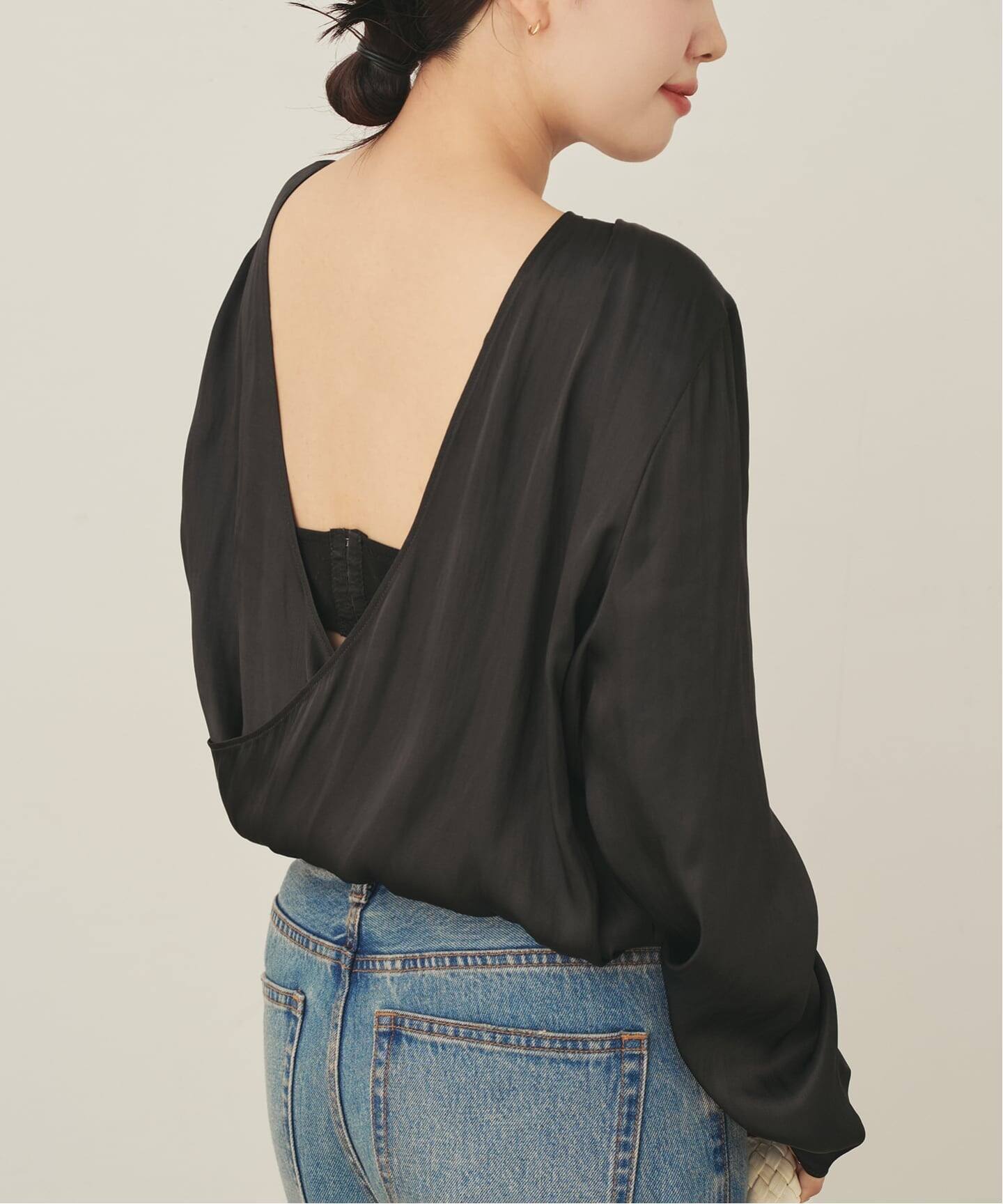 プラージュ プラウス Memory Satin Back Wrap ブラウス（シャツ／ブラウス）｜Plage