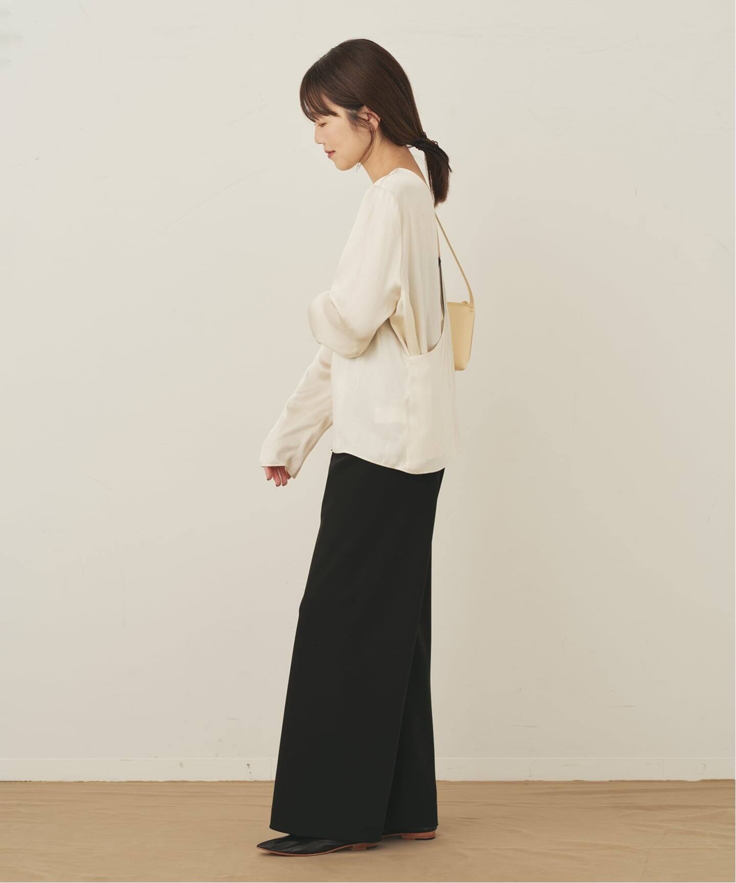 Memory Satin Back Wrap ブラウス（シャツ／ブラウス）｜Plage