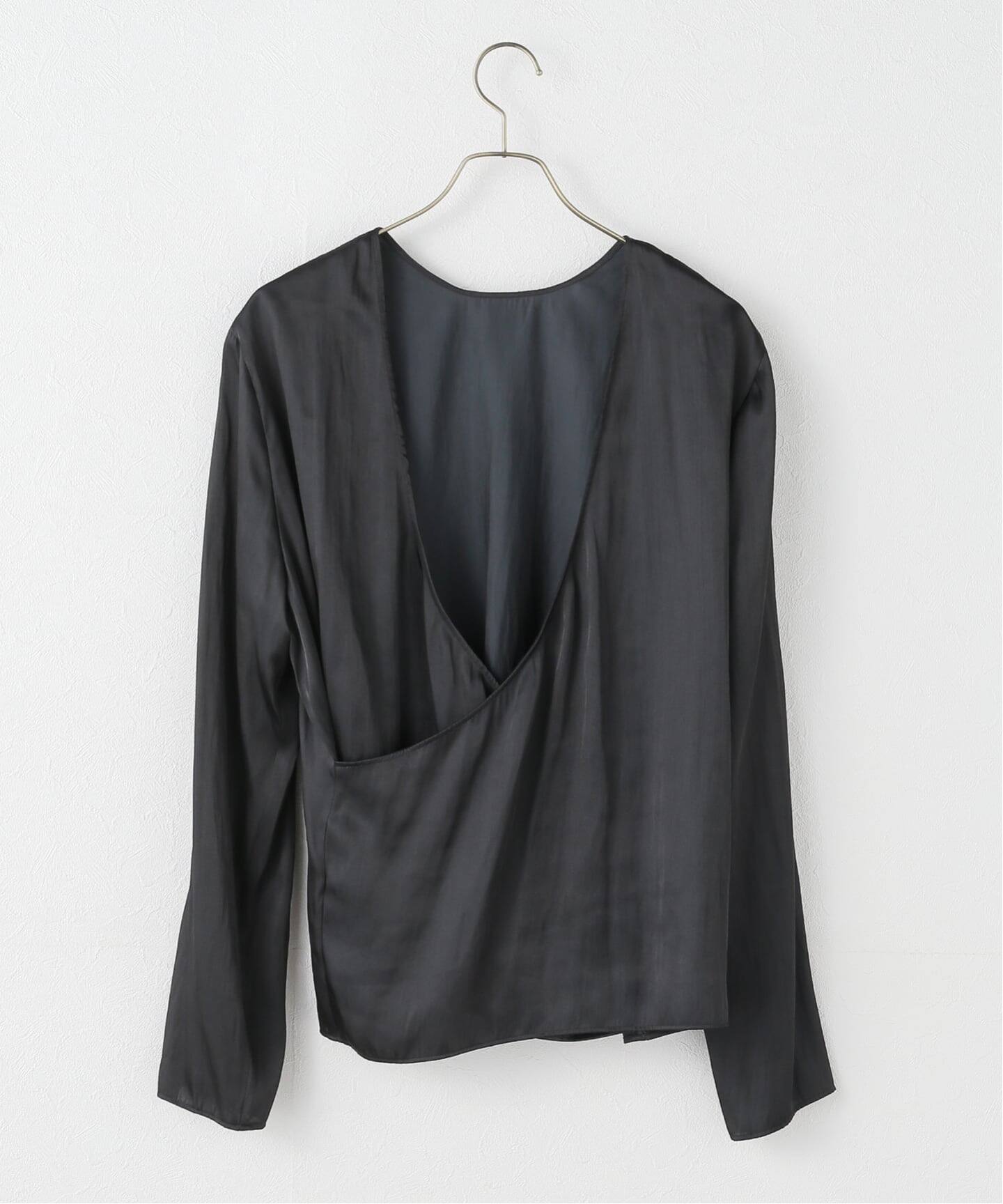 Memory Satin Back Wrap ブラウス（シャツ／ブラウス）｜Plage