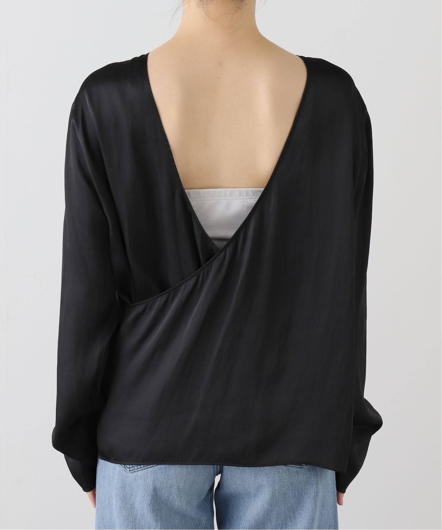 Memory Satin Back Wrap ブラウス（シャツ／ブラウス）｜Plage