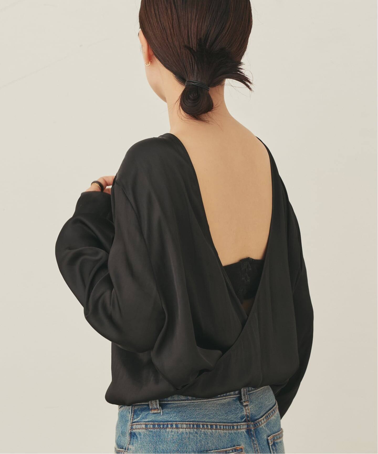 Memory Satin Back Wrap ブラウス（シャツ／ブラウス）｜Plage 