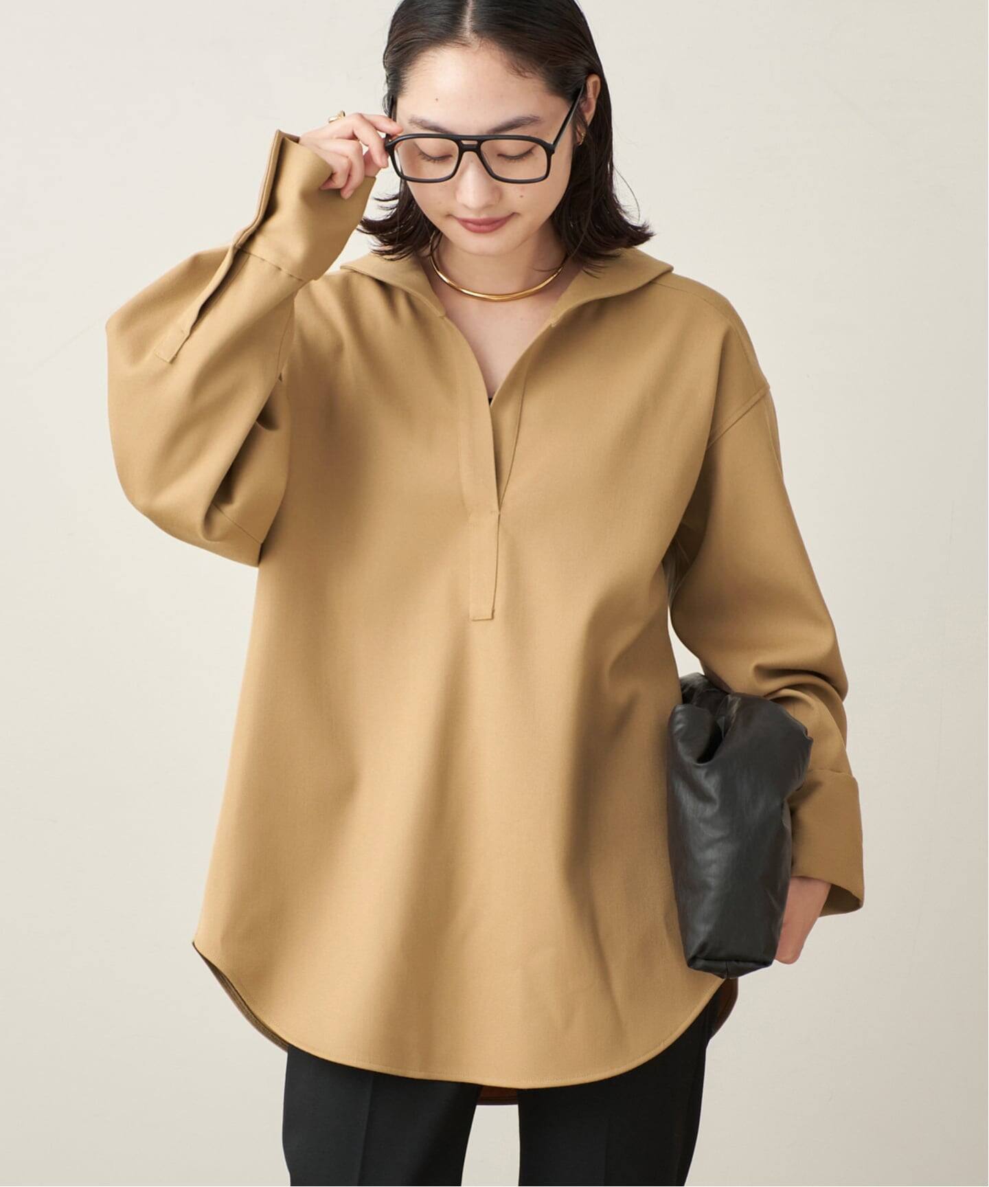 ダブルクロスフォルム ブラウス（シャツ／ブラウス）｜Plage