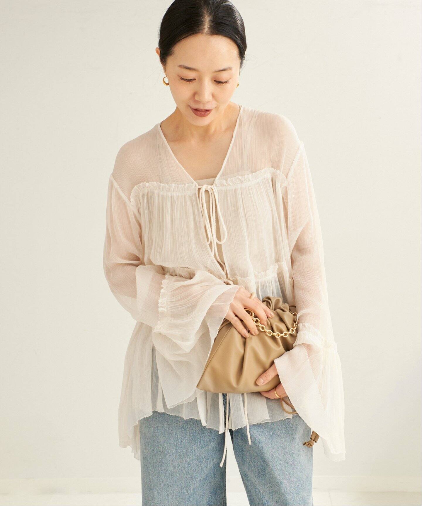 ブラウス シャツ GATHER シャツ レディース メンズ SLY ブラウス シャツ 「限定カラーあり」GATHER POCKET CROPPED