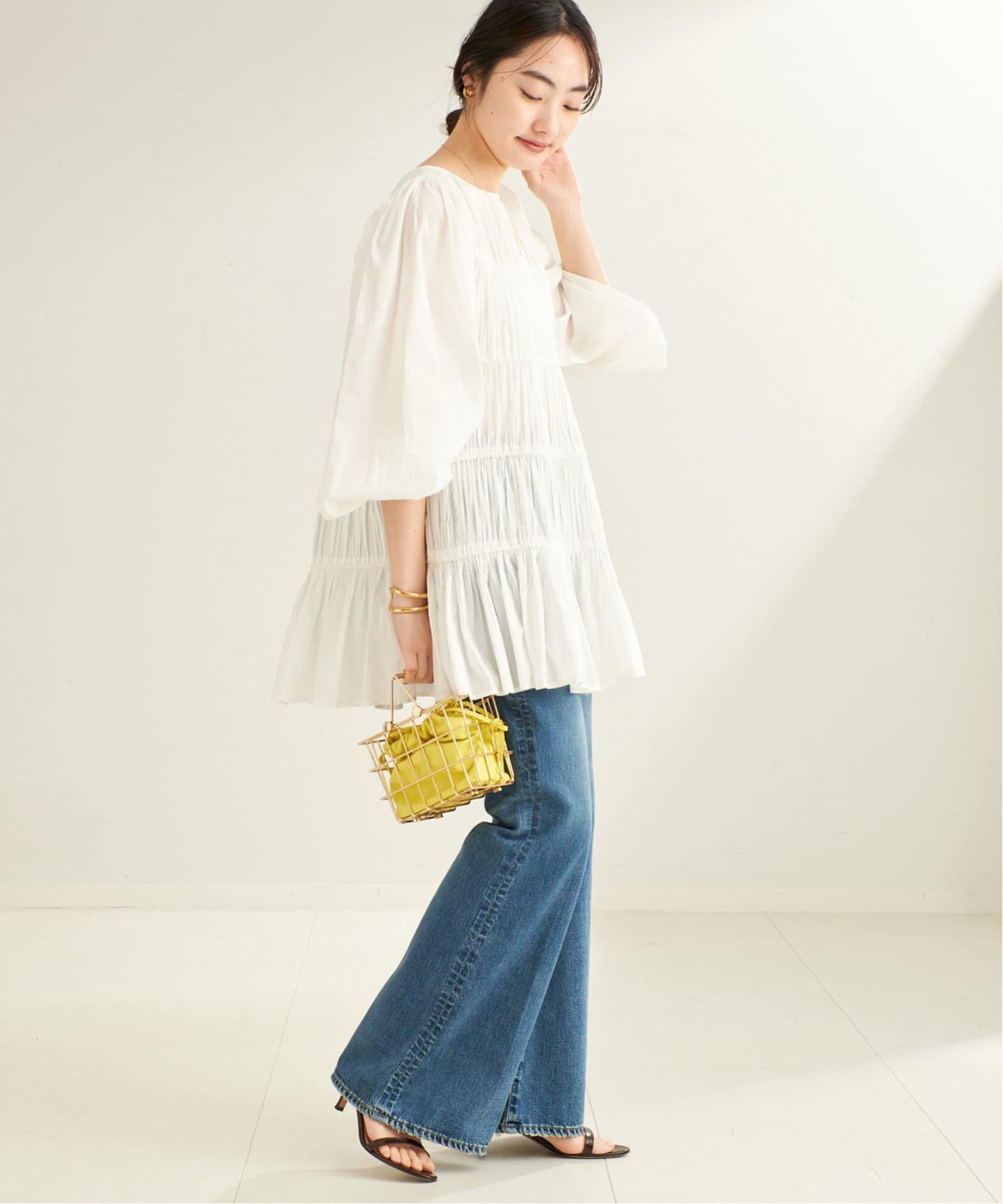 plage cotton/silk tiered ブラウス