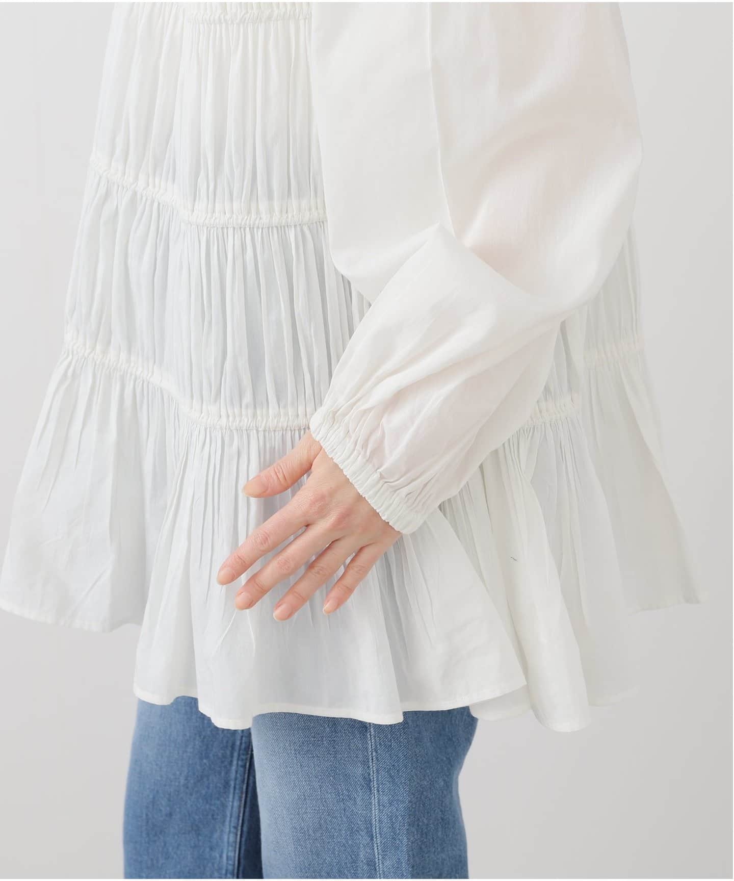 cotton/silk tiered ブラウス（シャツ／ブラウス）｜Plage