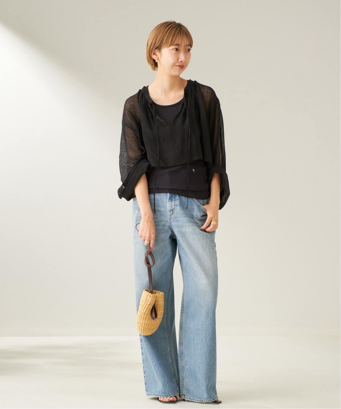 linen mesh cape ブラウス（シャツ／ブラウス）｜Plage