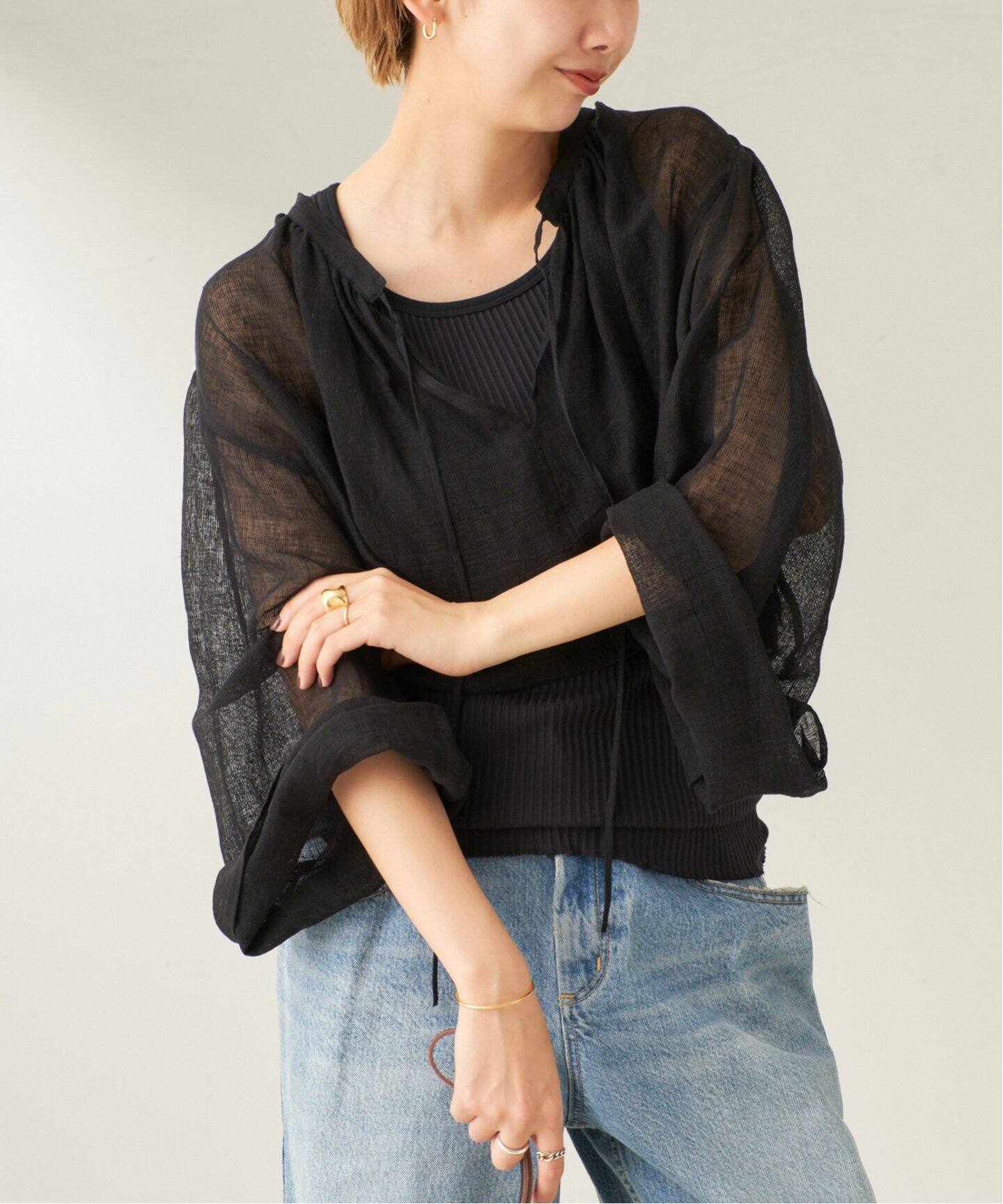 linen mesh cape ブラウス（シャツ／ブラウス）｜Plage