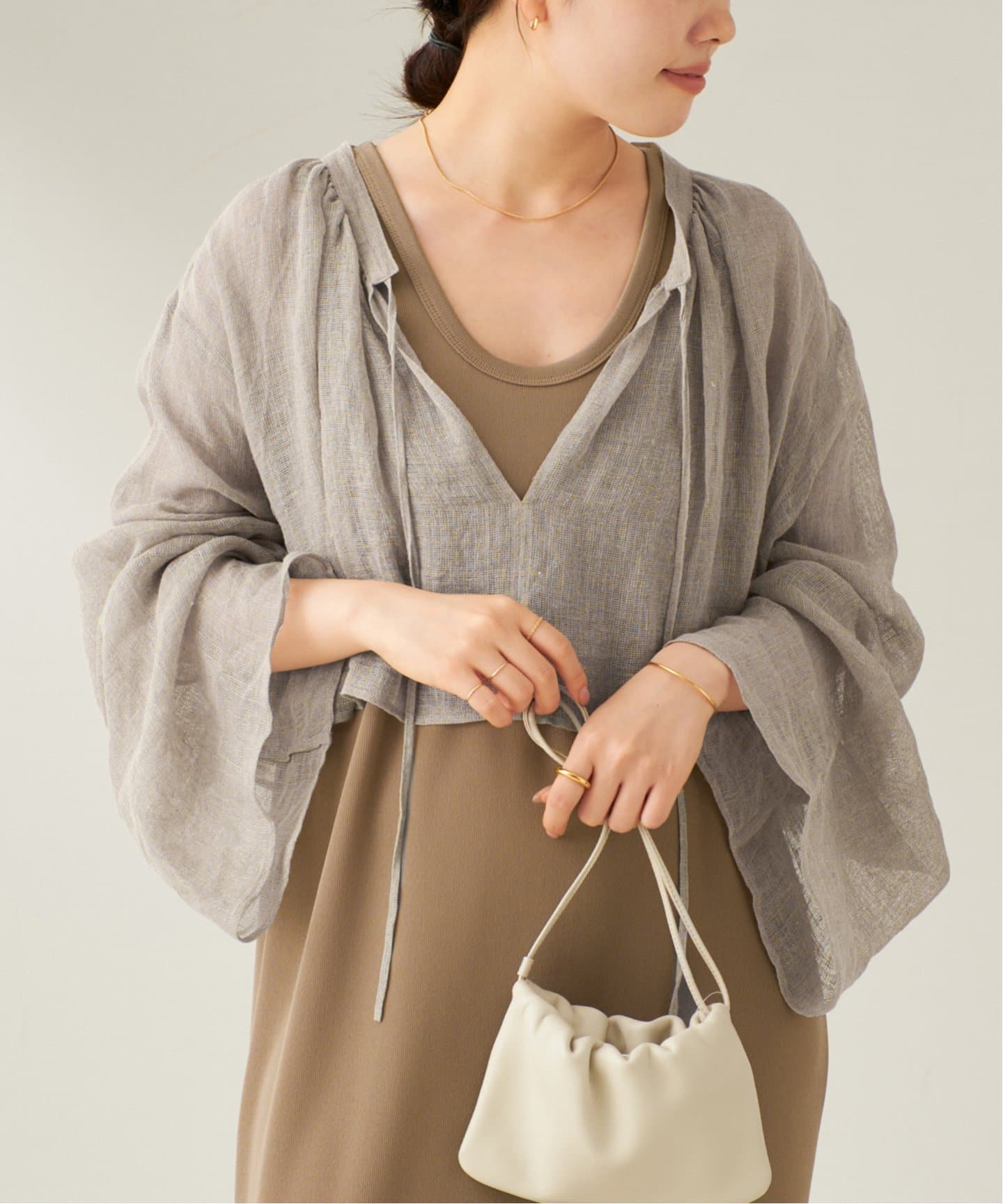 プラージュPlageリネンシャツブラウス linen mesh cape ブラウス（シャツ／ブラウス）｜Plage
