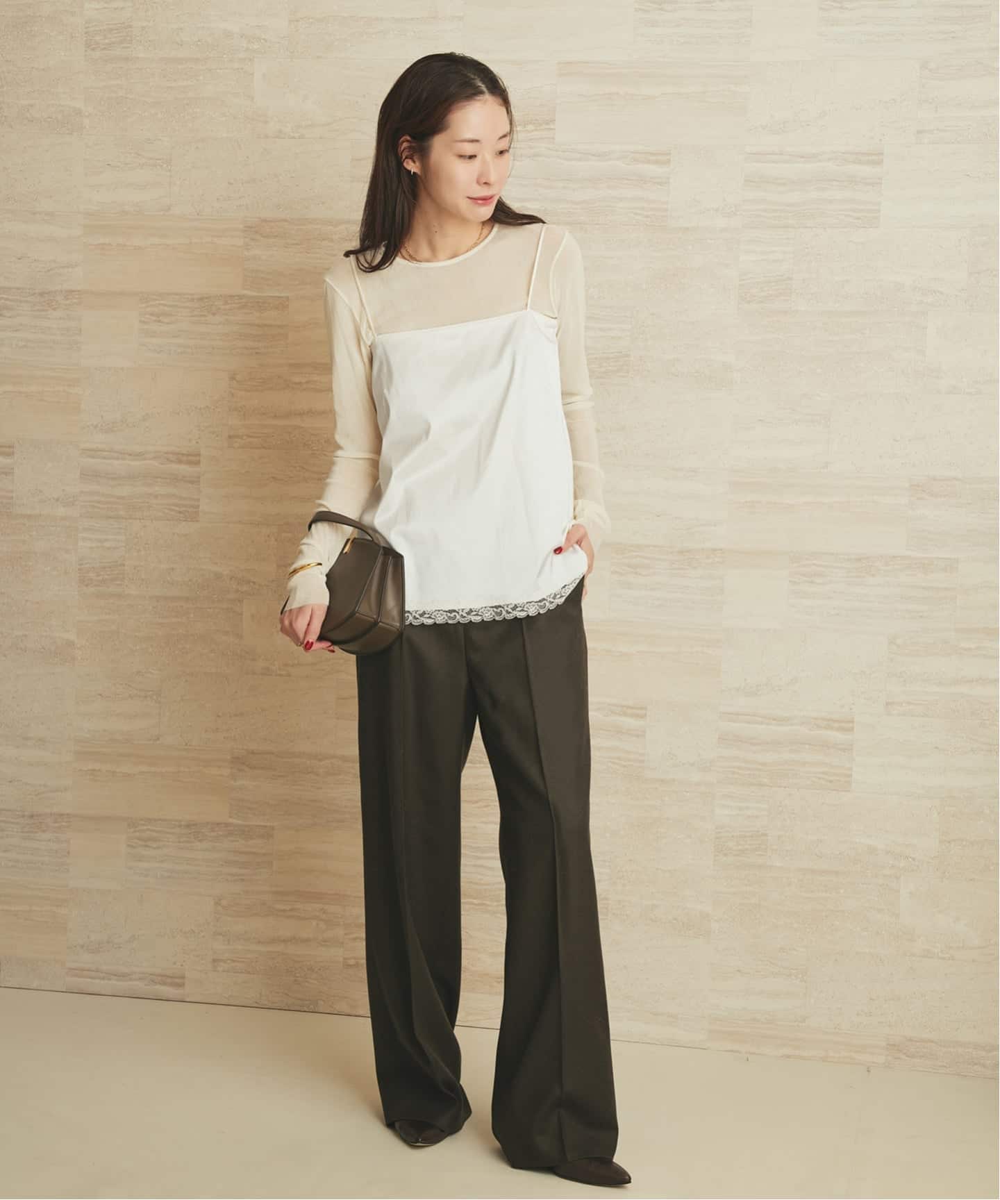 layered lace satin キャミソール（キャミソール）｜Plage（プラージュ