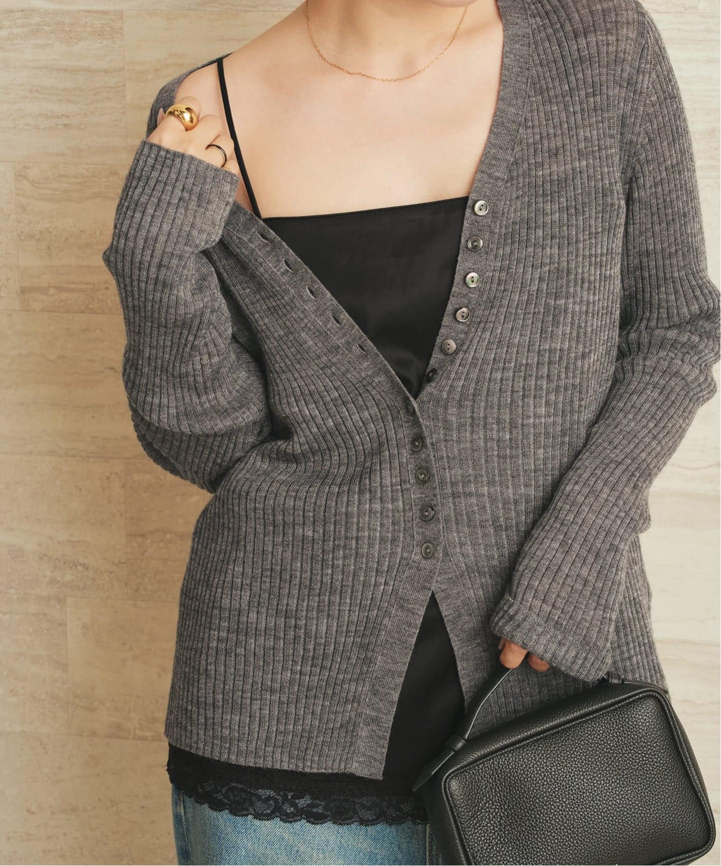 layered lace satin キャミソール（キャミソール）｜Plage