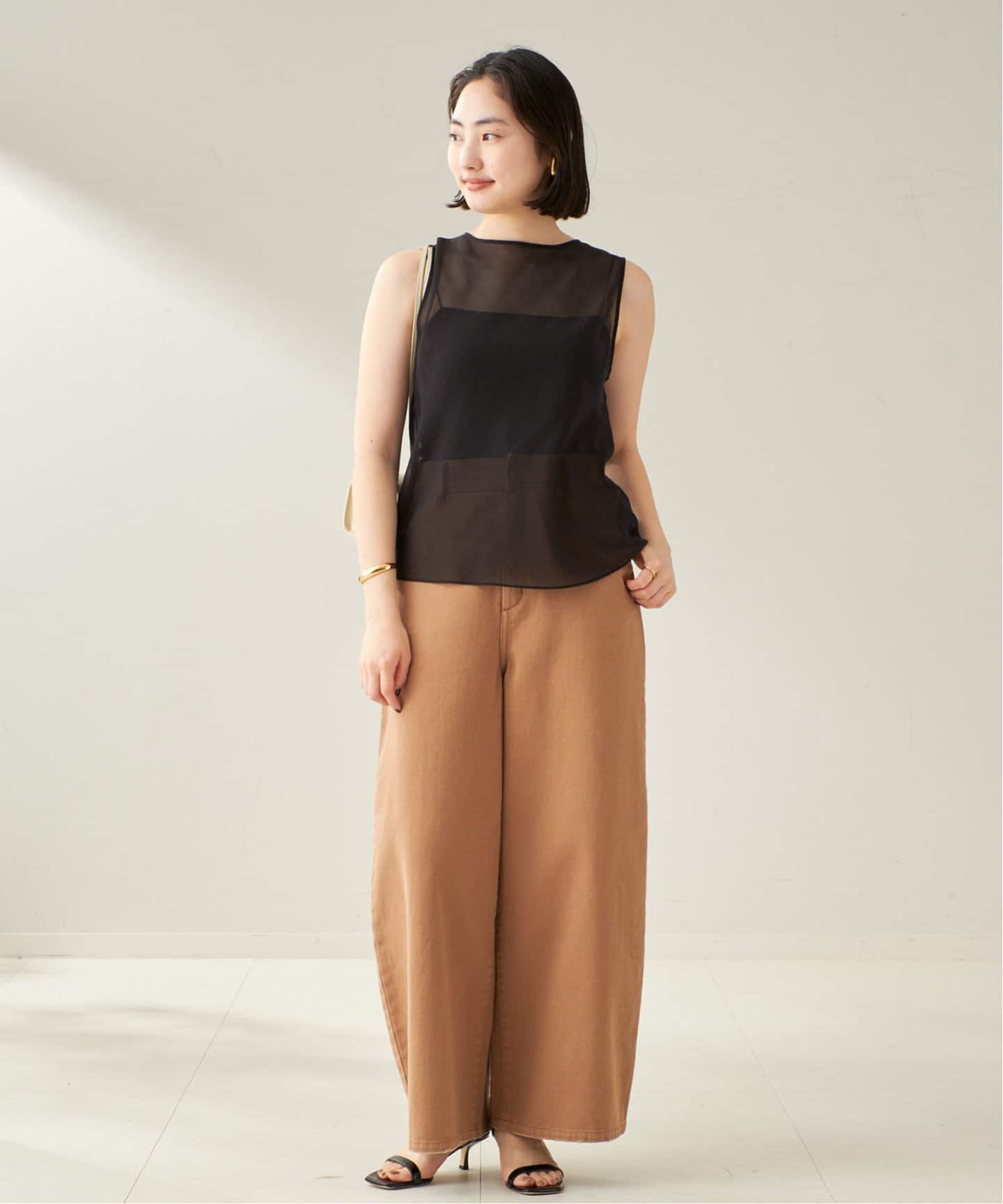 美品 Plage シアーリブ ポロ ベージュ プラージュ whisper rib sheer プルオーバー（ニット／セーター）｜Plage