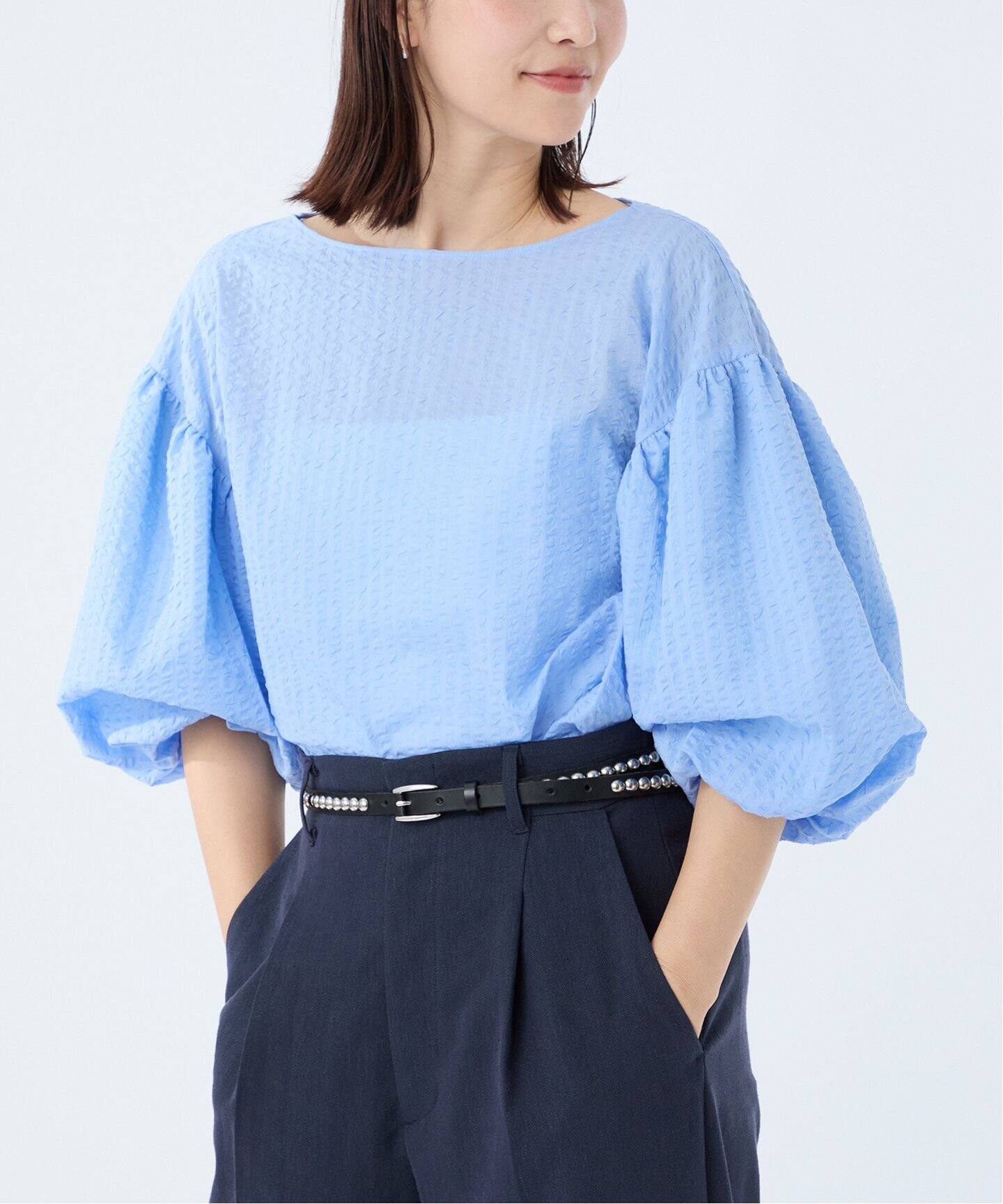 23SS 定価2.5万 ヴェルメイユパーイエナ パフスリーブシャツ 日本製 コットン刺繍クロップドシャツ（シャツ／ブラウス）｜VERMEIL
