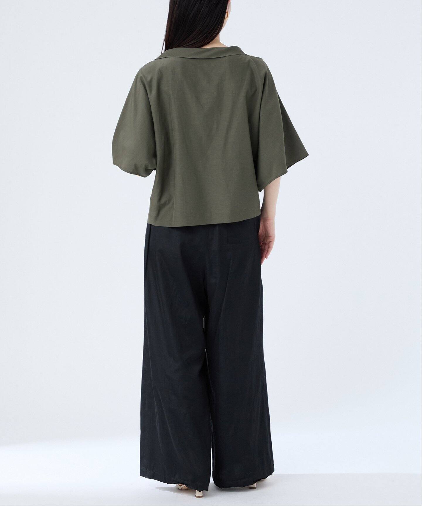 ヴェルメイユ パー イエナ 25SS アシンメトリーリボンブラウス シャツ 麻 VERMEIL par iena（ヴェルメイユパーイエナ）の「アシンメトリーリボン