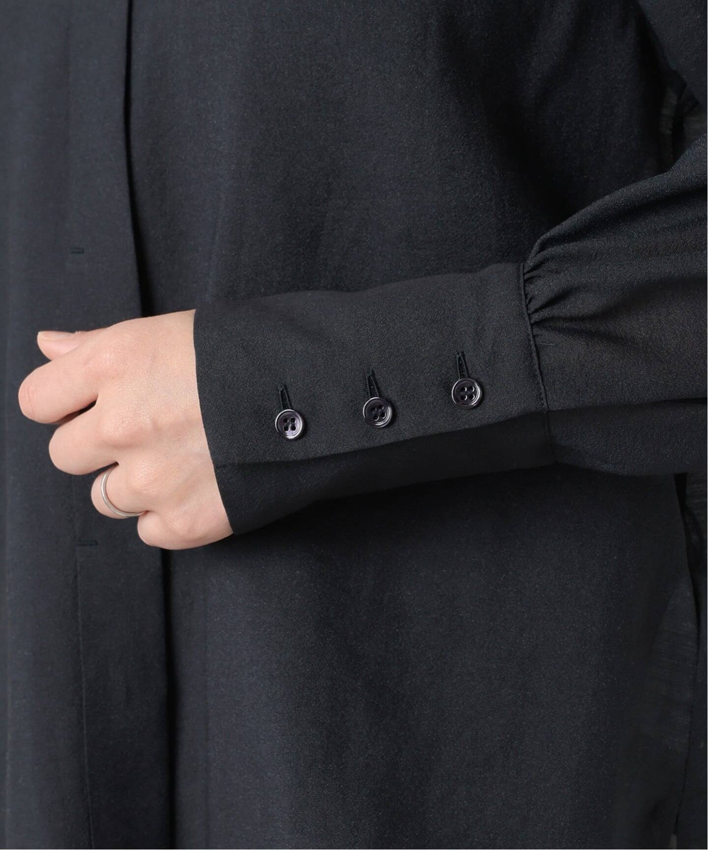 2024AW☆ヴェルメイユパーイエナ☆ビエラシアーシャツ ブラック ケープ シアーシャツ（シャツ／ブラウス）｜VERMEIL par iena（ヴェルメイユ