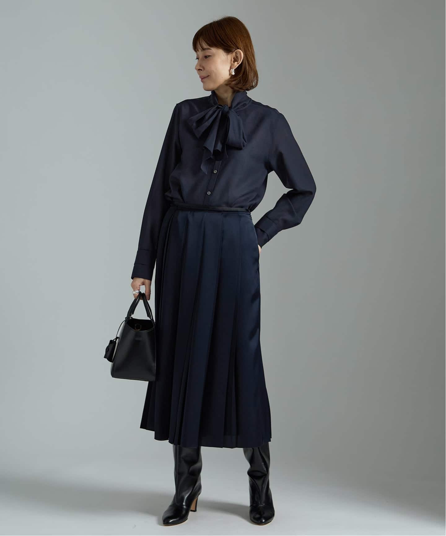スミレ ■ウールボイル・ボータイブラウス■黒■size38■エレガント♪ Woolボイルボータイブラウス（シャツ／ブラウス）｜VERMEIL par iena