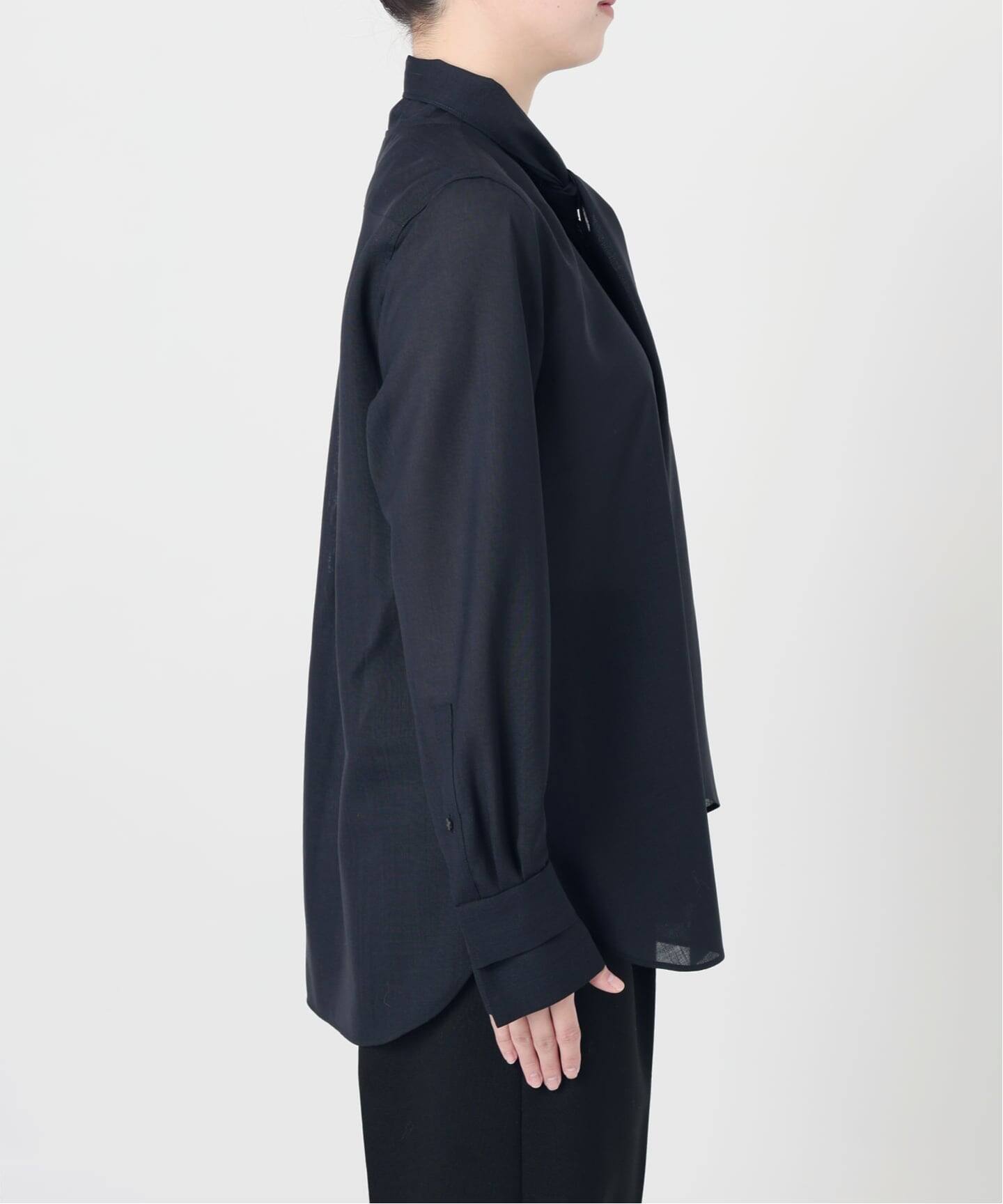 スミレ ■ウールボイル・ボータイブラウス■黒■size38■エレガント♪ Woolボイルボータイブラウス（シャツ／ブラウス）｜VERMEIL par iena