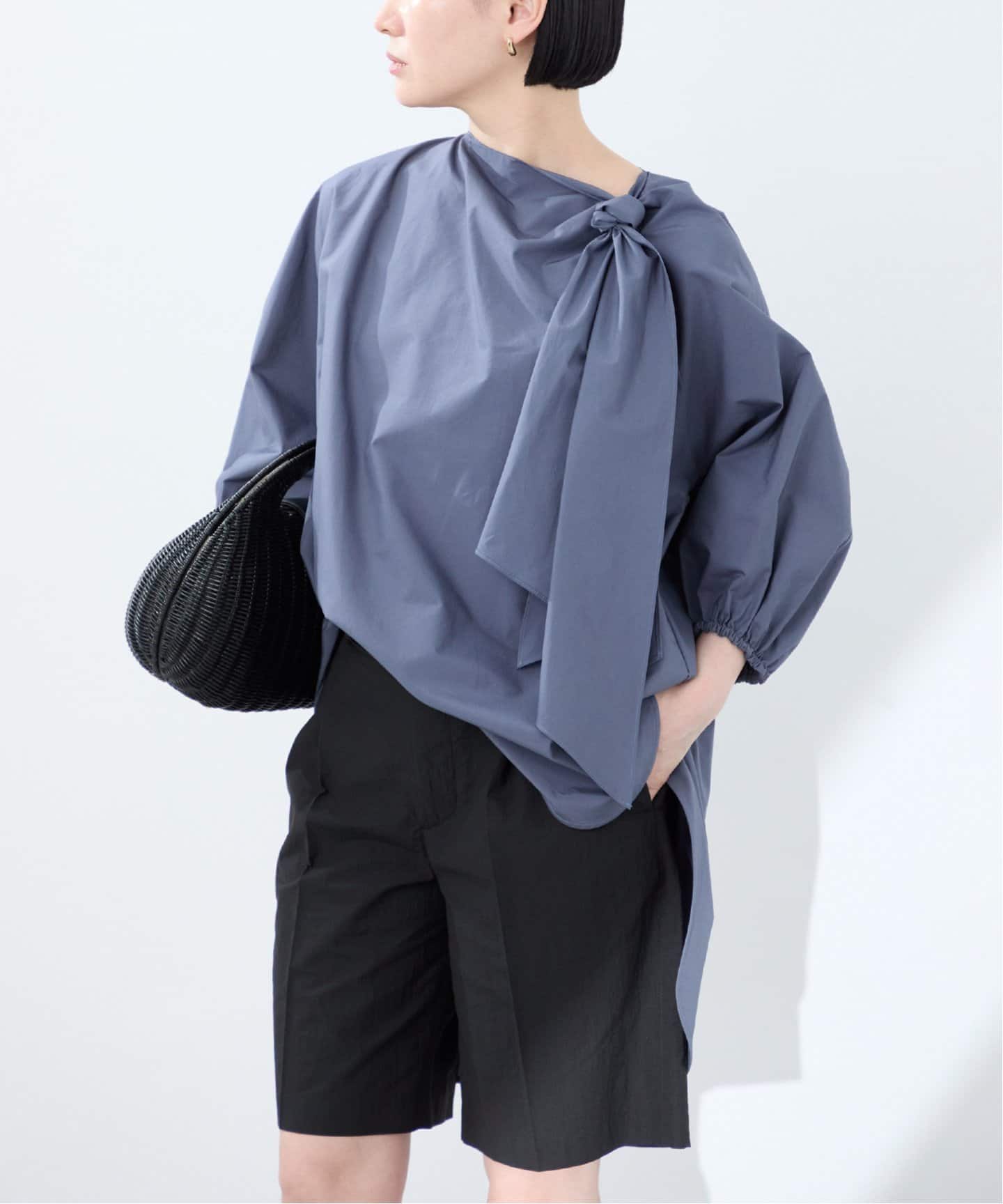 【ヴェルメイユパーイエナ】ボウタイブラウス リボン ウール 長袖 グレー ヴェルメイユ パー イエナ VERMEIL par iena ボウタイブラウス